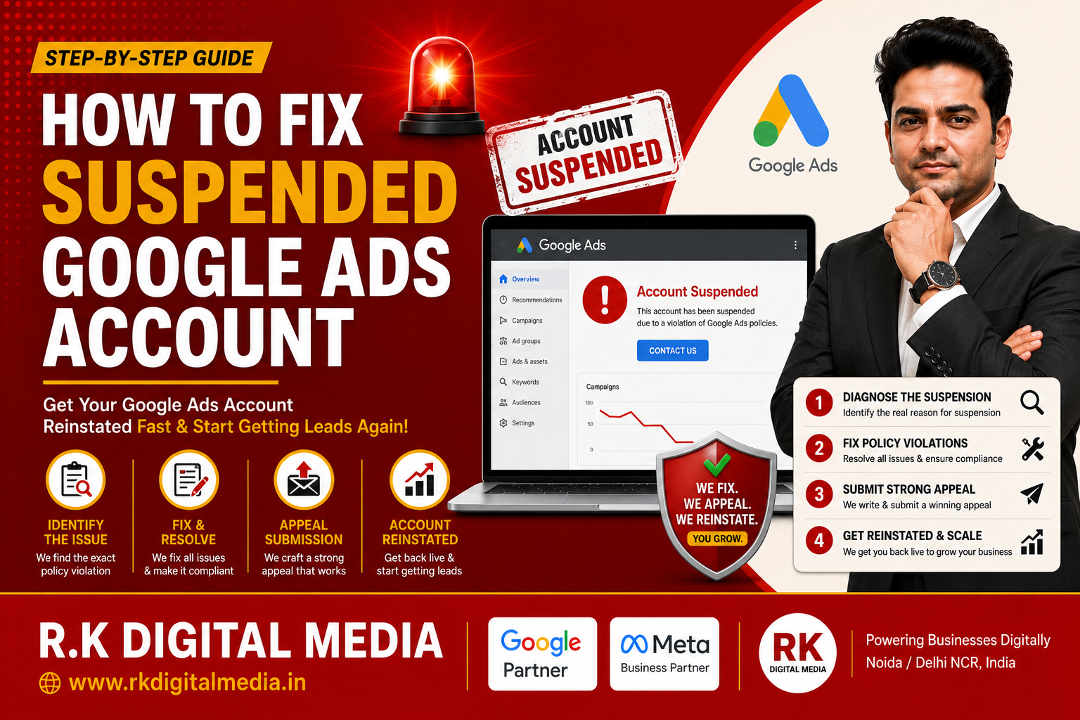 How to fix suspended ads account